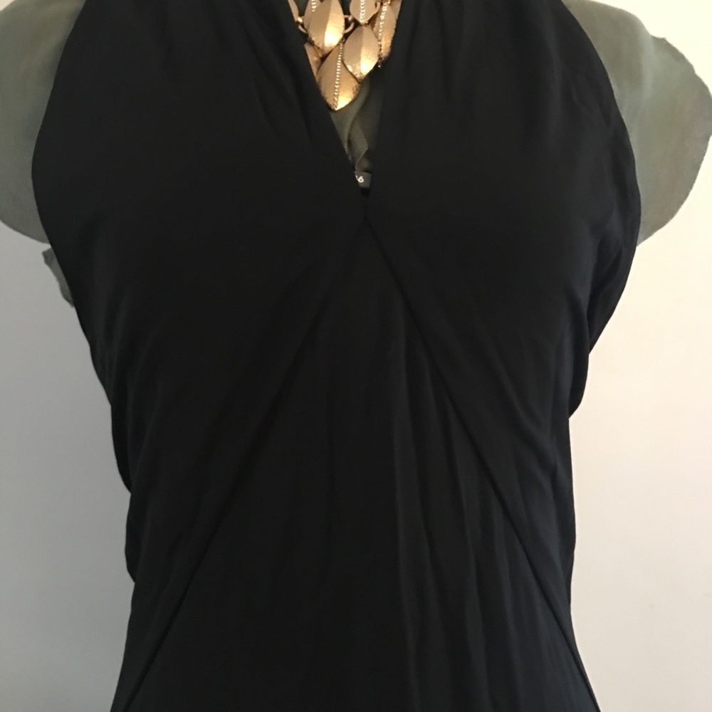 Long black halter dress. Perfect for the holidays.